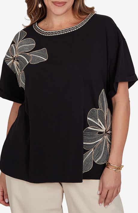 Novelty Floral Placement Embroidery Top