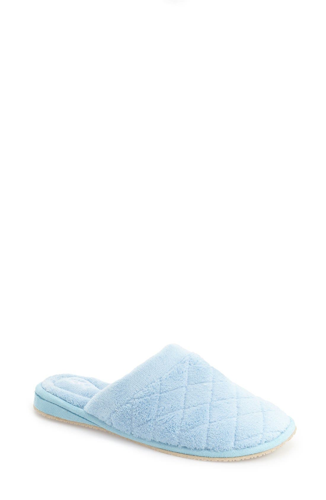 'Aria' Plush Slipper, Main, color, BLUE POLYESTER