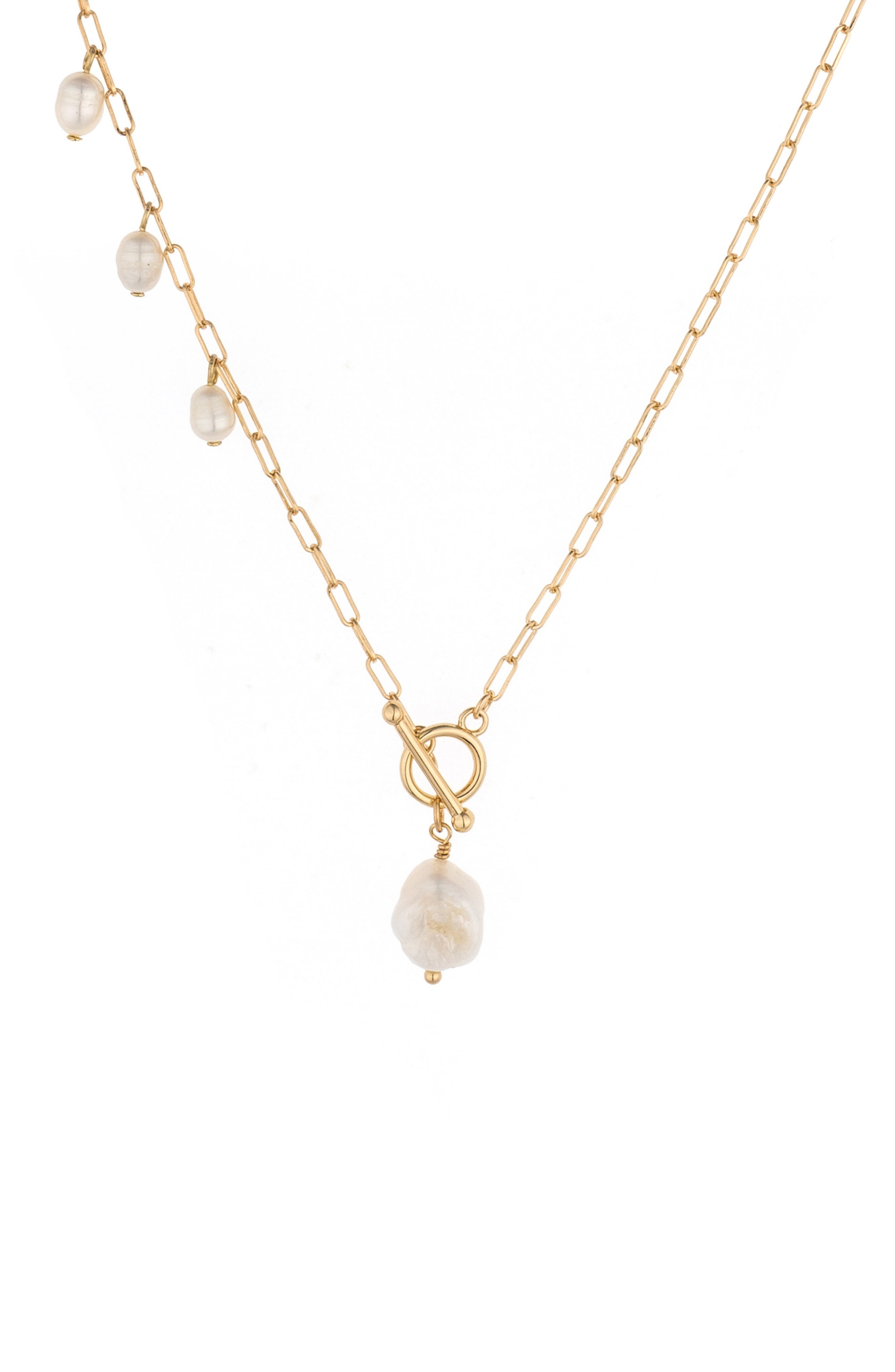 Ettika Cultured Freshwater Pearl Charm Toggle Necklace