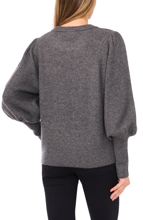 Cece Faux Pearl Heart Embellished Crewneck Sweater In Gray