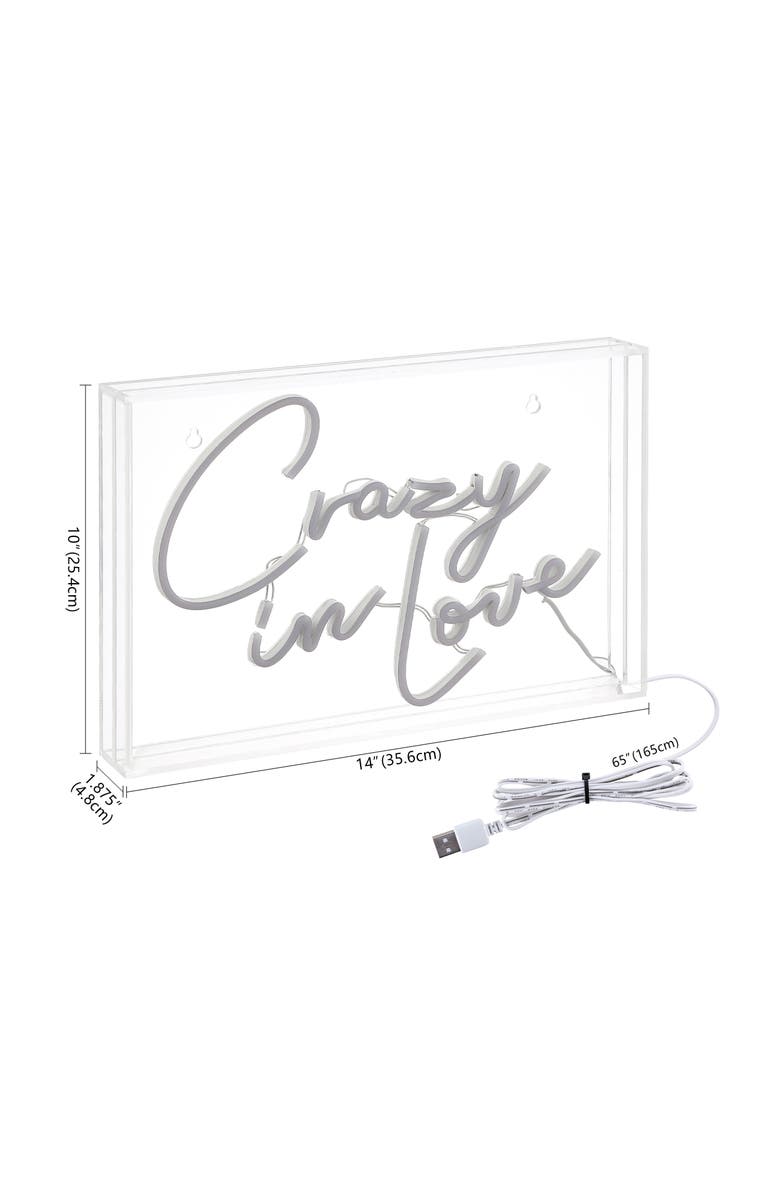 JONATHAN Y 10" Contemporary Glam Acrylic Box USB Operated LED Neon Light, Alternate, color, Red