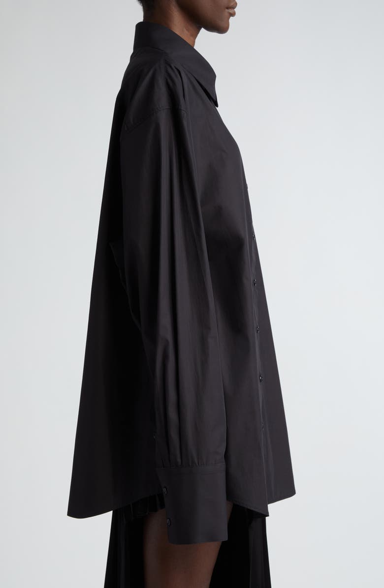 Peter Do Contrast Stripe Cotton Button-Up Shirt, Alternate, color,