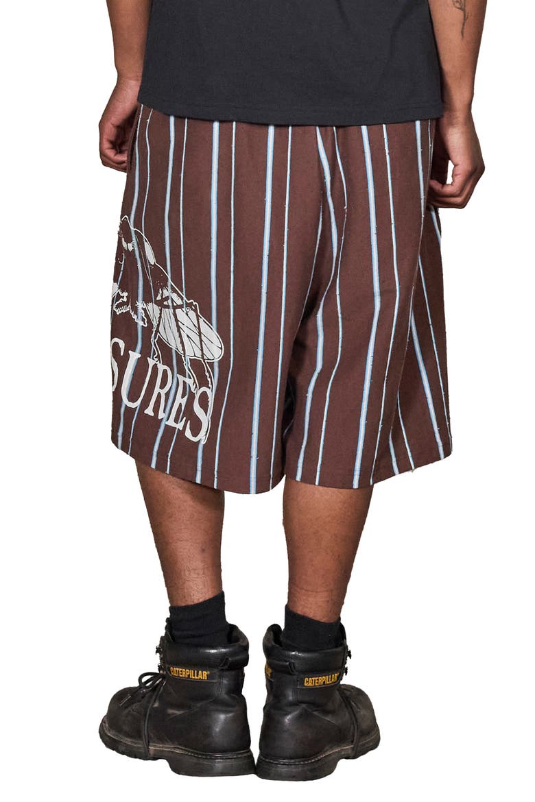 Teleport Wide Stripe Drawstring Cotton Shorts, Alternate, color, BROWN