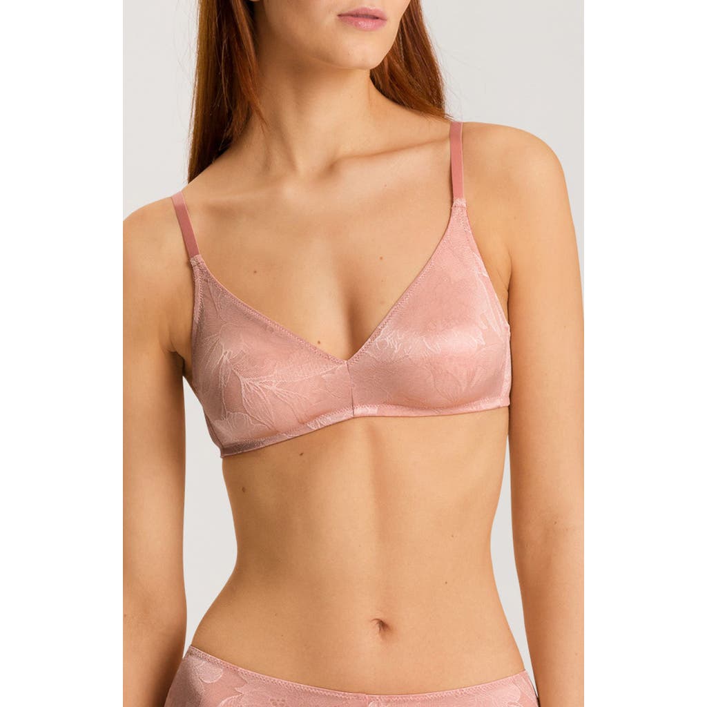 Shop Hanro Tina Lace Soft Cup Bra In Mocha Powder