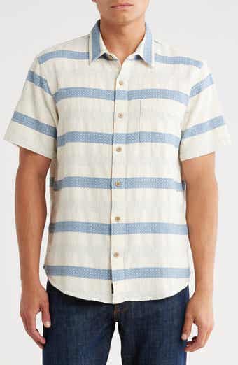 Lucky Brand San Gabriel Dobby Stripe Short Sleeve Cotton Button-Up Shirt