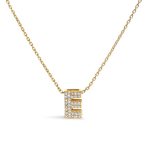10K Gold Diamond Accent "A-Z" Initial Bubble Pendant Necklace