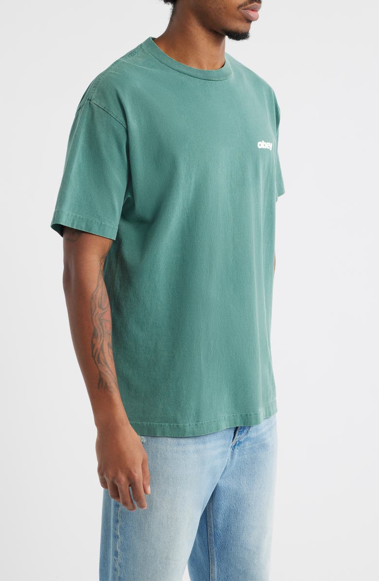 Obey Bounce Cotton Graphic T-Shirt, Alternate, color, Pigment Rainforest