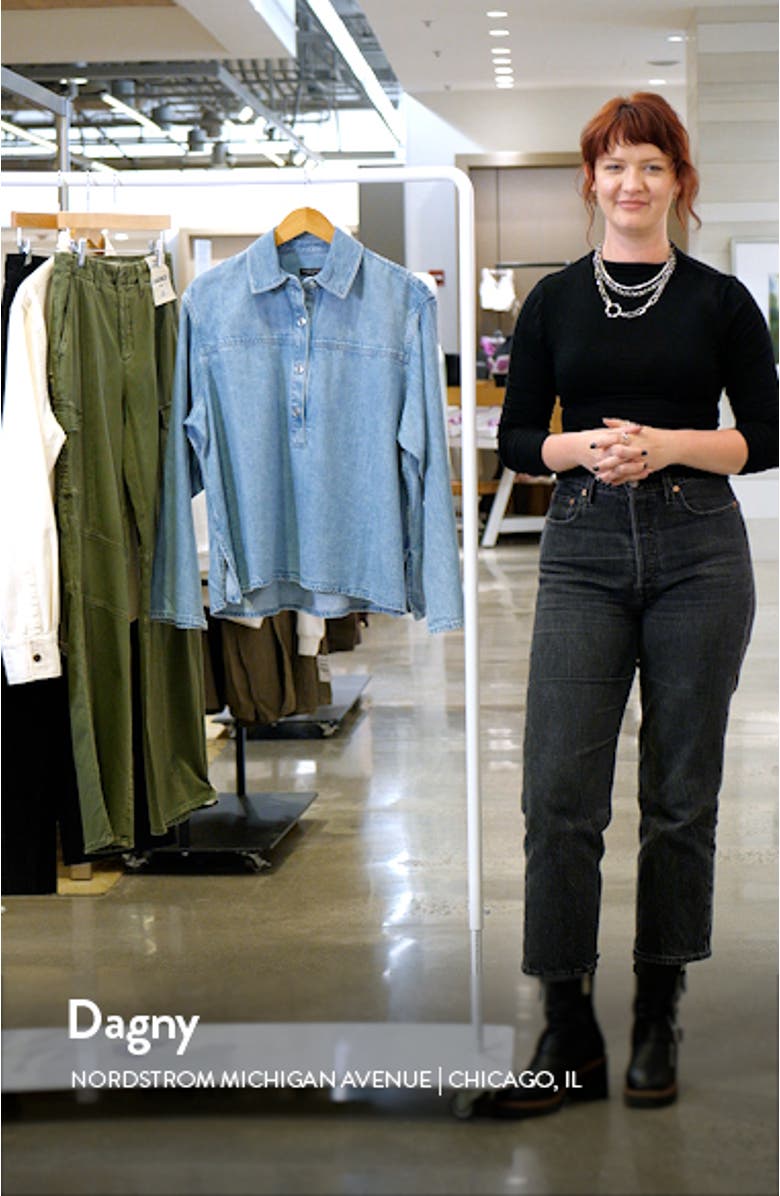 Emily Lightweight Denim Popover Shirt, sales video thumbnail