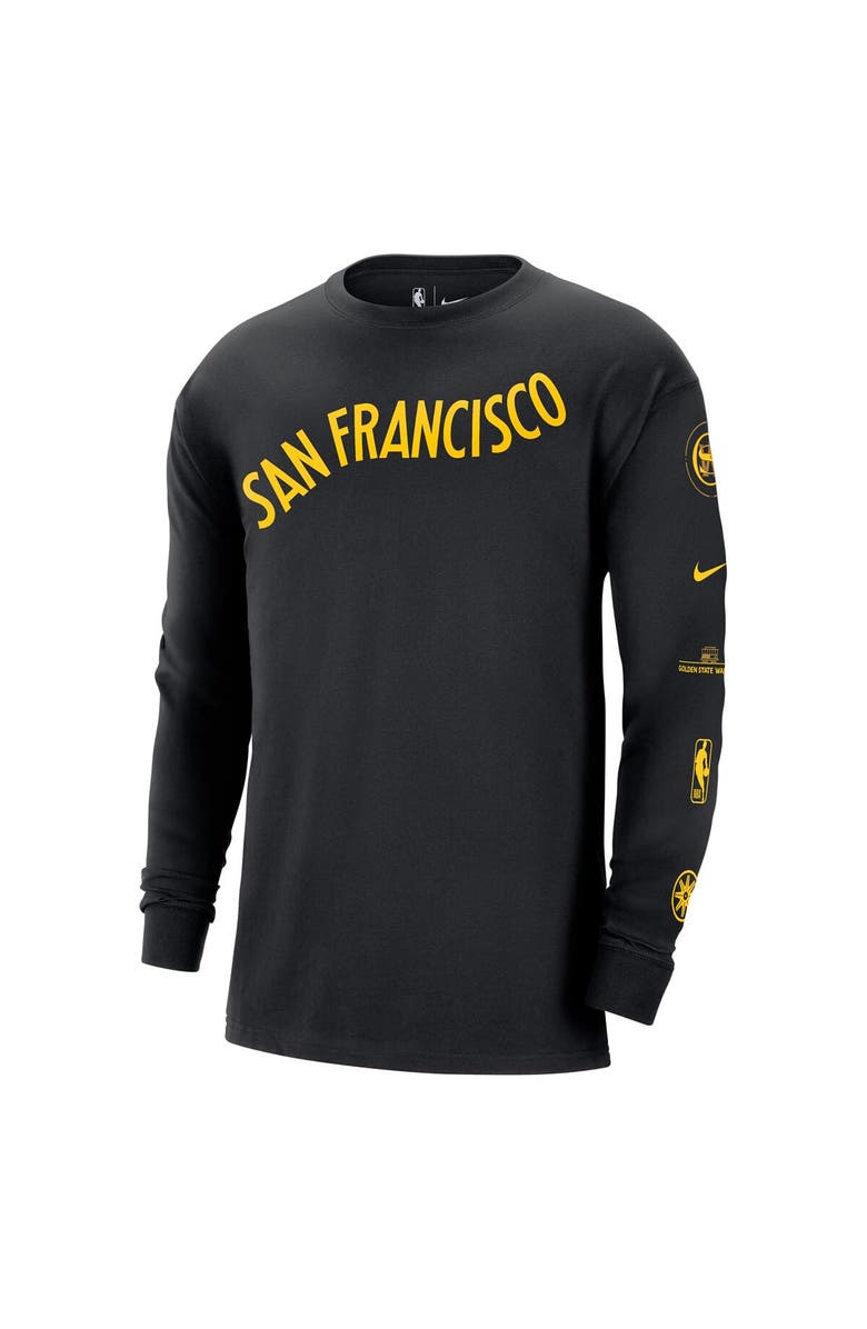 Nike Men's Nike Black Golden State Warriors 2023/24 City Edition Max90 Expressive Long Sleeve T-Shirt, Alternate, color,