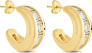 Sterling Forever Nola Cubic Zirconia Huggie Hoop Earrings