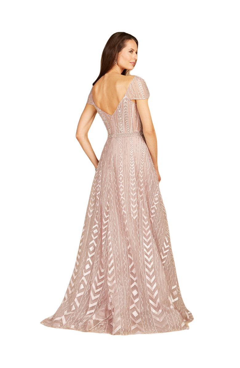 LARA New York Cap Sleeve Beaded Lace Ballgown, Alternate, color, Antiquerose