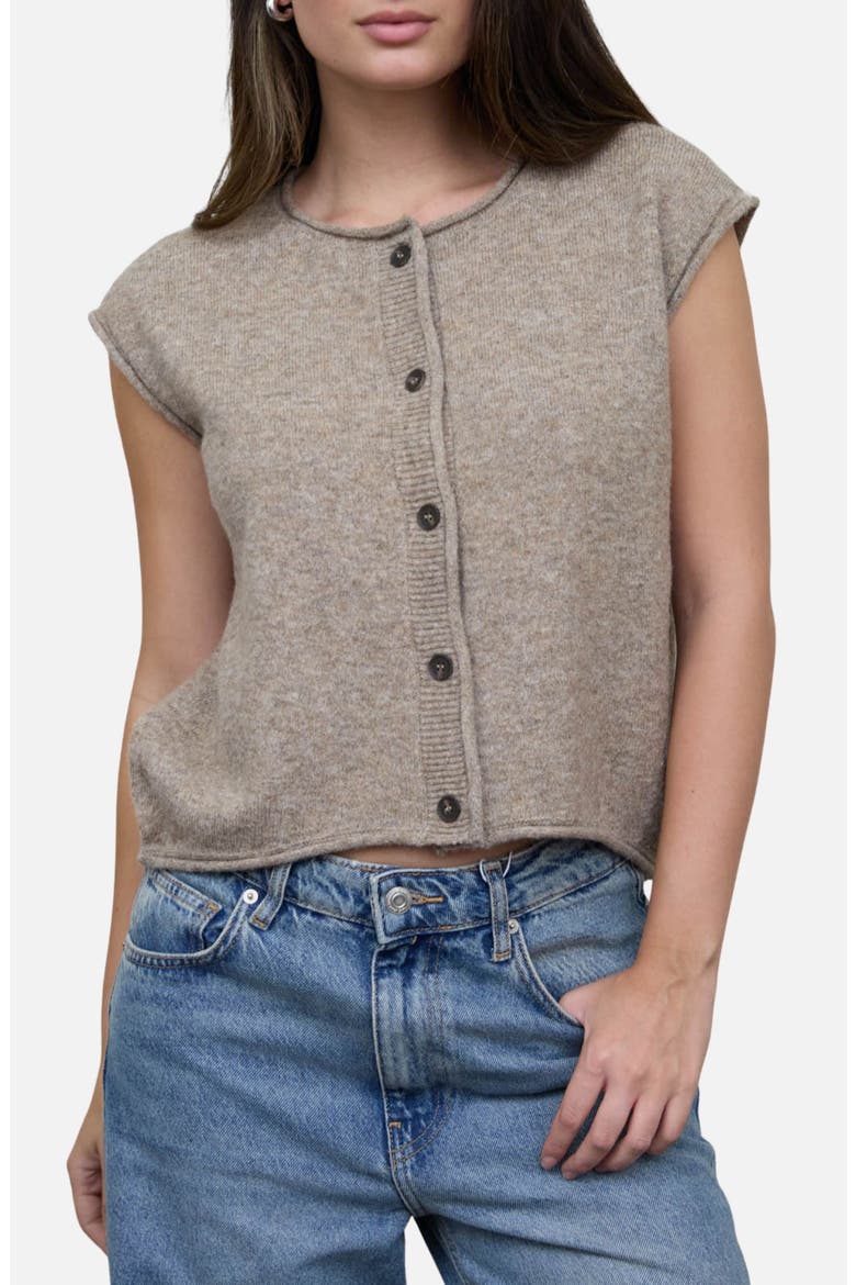 Cap Sleeve Crop Cardigan, Main, color, TAN