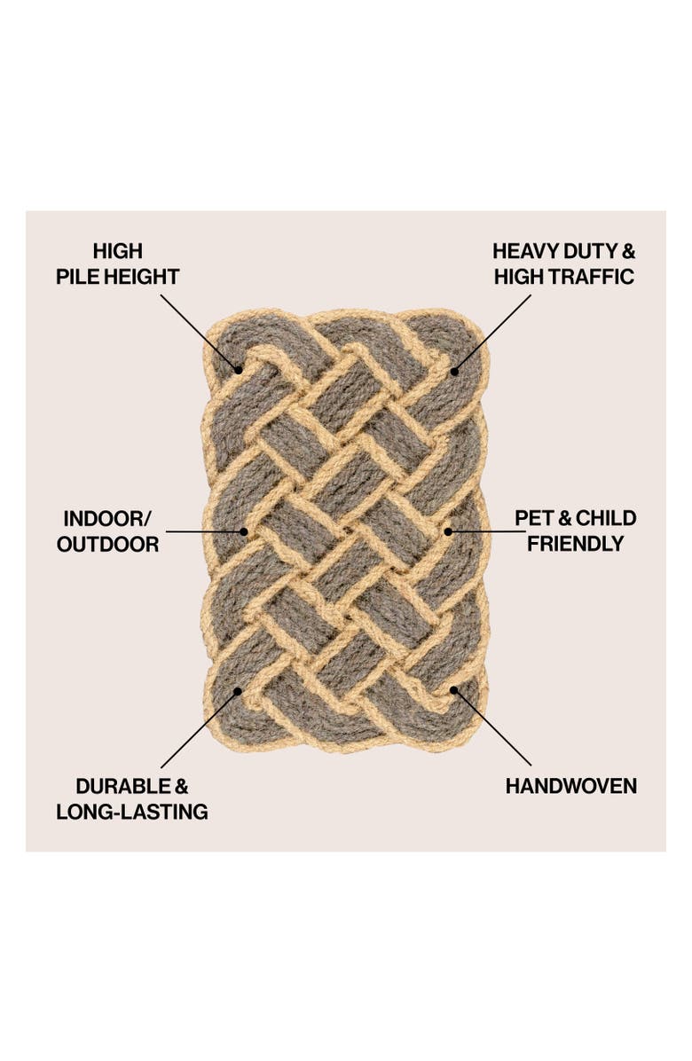 JONATHAN Y Maeve Classic Coastal Scalloped Basketweave Coir Indoor/Outdoor DoorMat, Alternate, color, Gray/Bleach