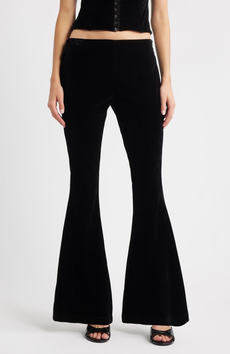 Bella Venice Abby Velveteen Flare Pants, Main, color, Black
