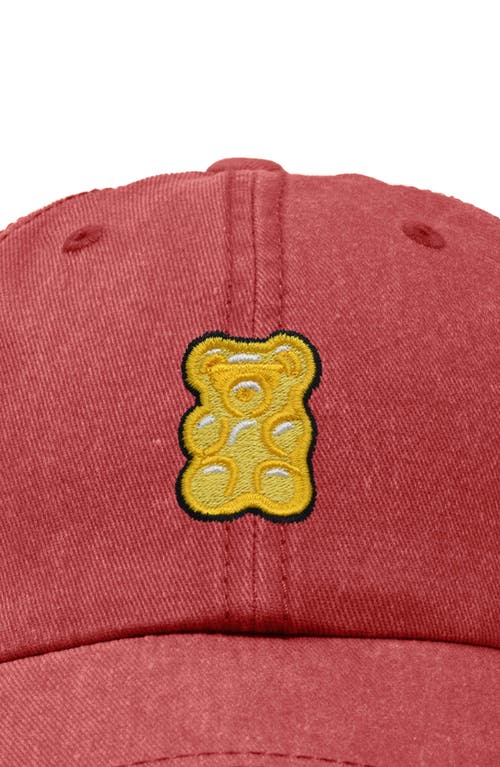 Dalix Yellow Gummy Embroidered Dad Cap In Washed Red