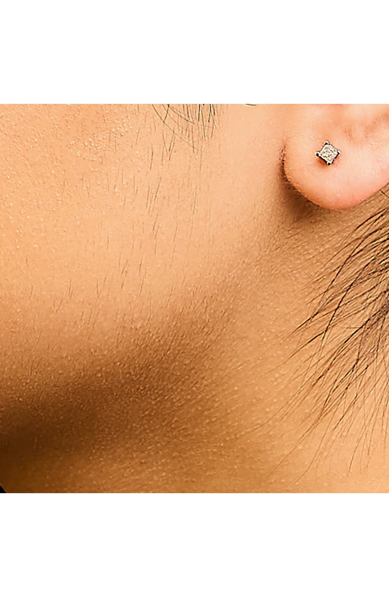 Haus of Brilliance Silver 1/4 Cttw Princess-Cut Diamond Solitaire Stud Earrings, Alternate, color, White