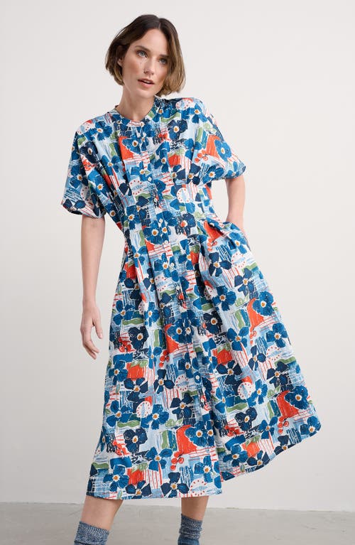 Seasalt Cornwall Lamorna Print Organic Cotton Midi Dress In Blue