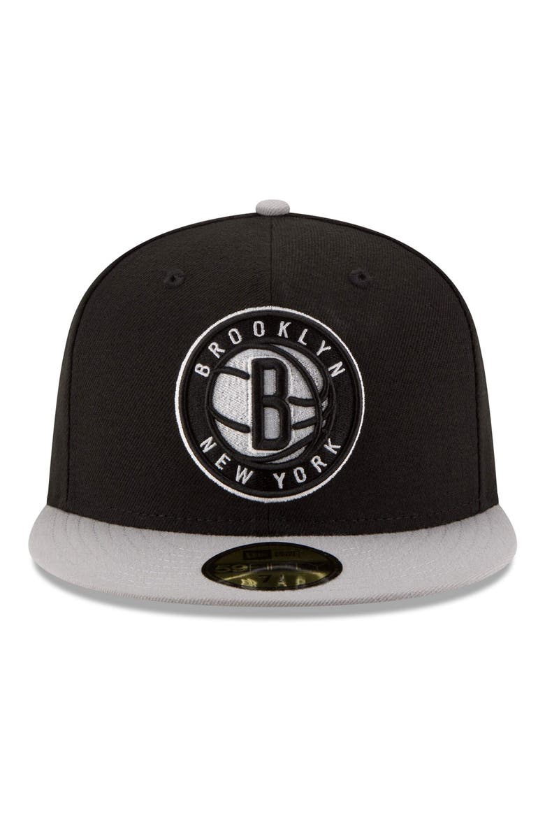 Men's New Era Black/Gray Brooklyn Nets Official Team Color 2Tone 59FIFTY Fitted Hat, Alternate, color, BLACK