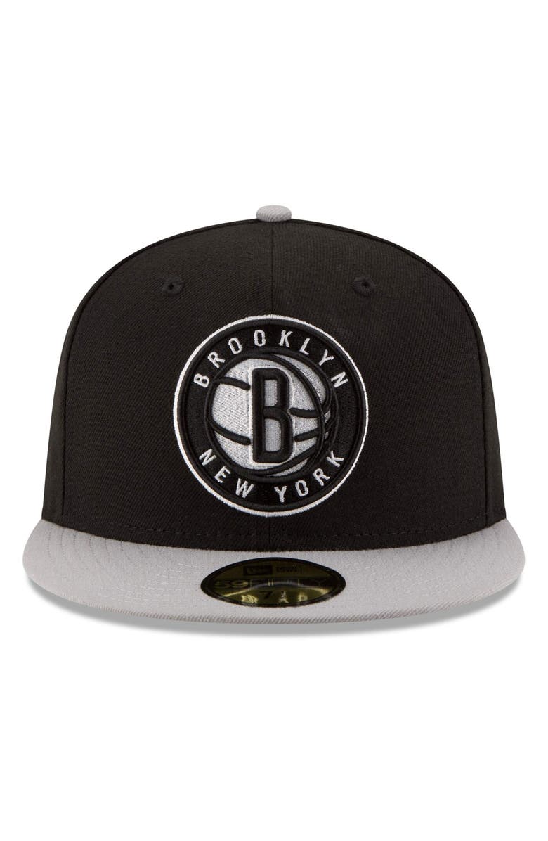 New Era Men's New Era Black/Gray Brooklyn Nets Official Team Color 2Tone 59FIFTY Fitted Hat, Alternate, color, 