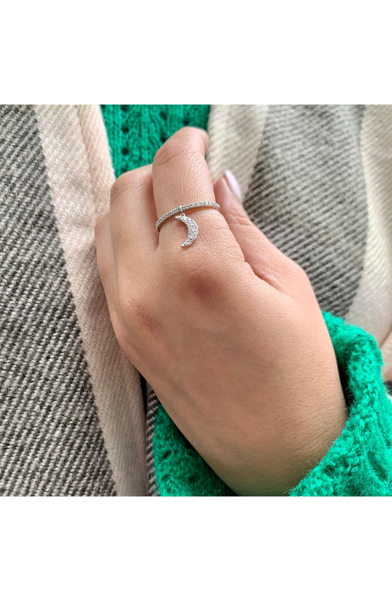 LuvMyJewelry Moonlit Diamond Charm Ring, Alternate, color, Silver