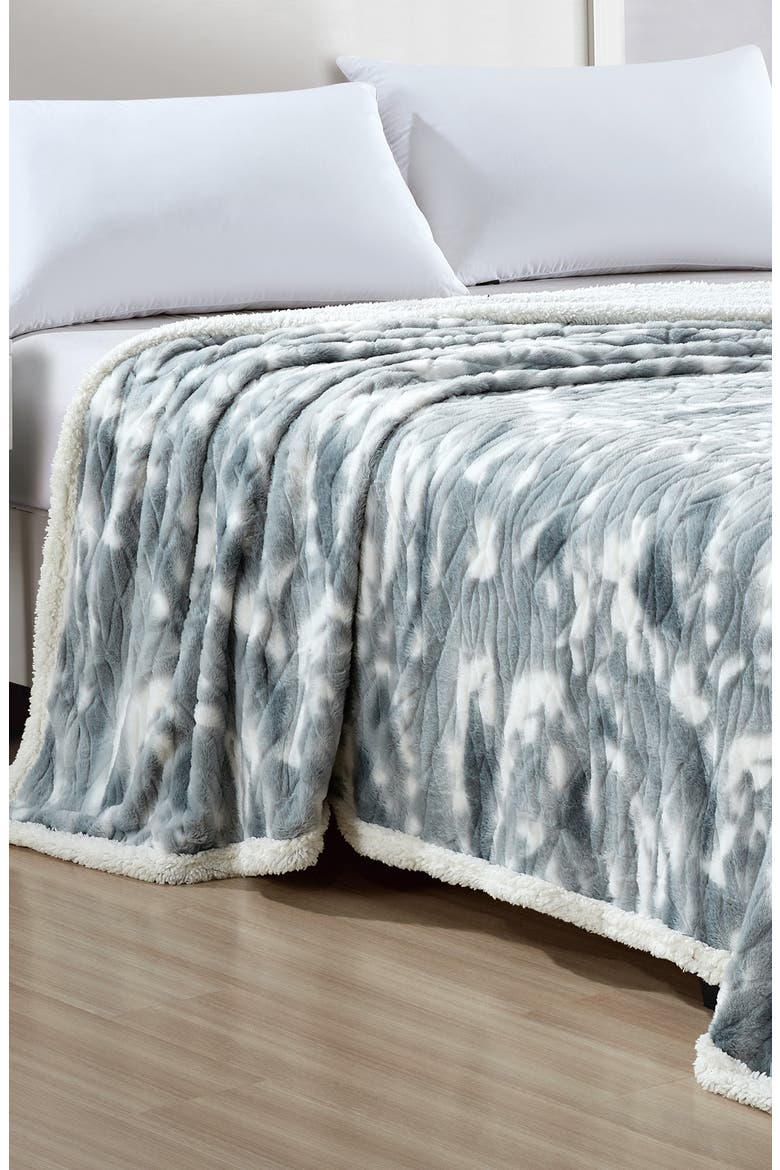 Alaska Faux Fur Throw Blanket, Alternate, color, GREY