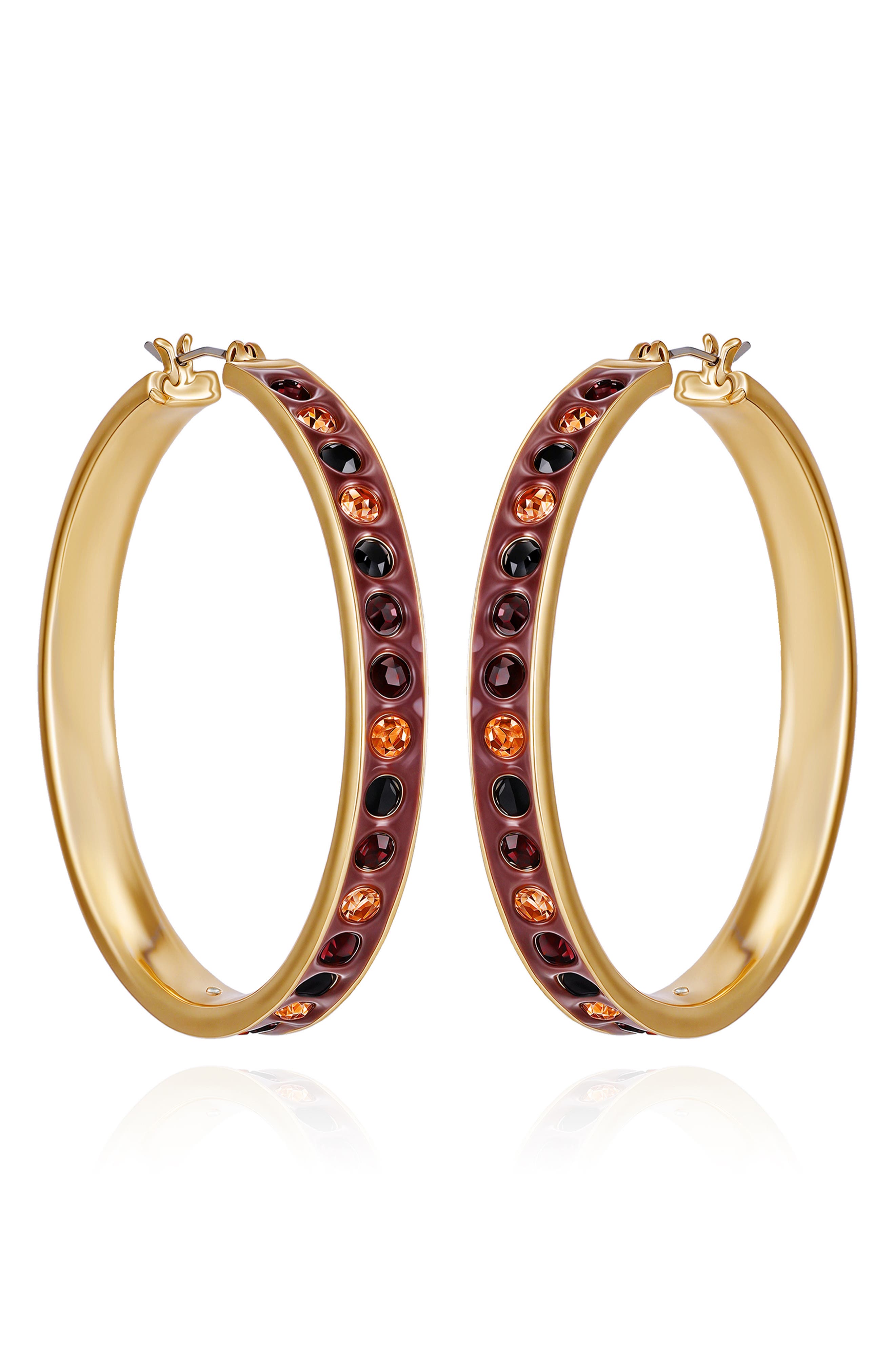 GUESS Crystal Enamel Hoop Earrings