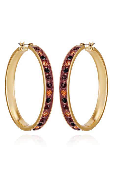 GUESS Crystal Enamel Hoop Earrings