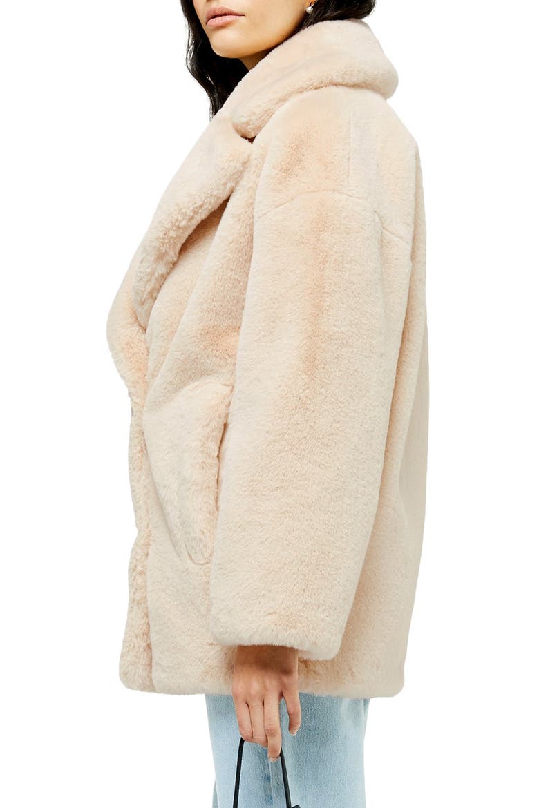 Ally Faux Fur Double Breasted Jacket, Alternate, color, CREAM