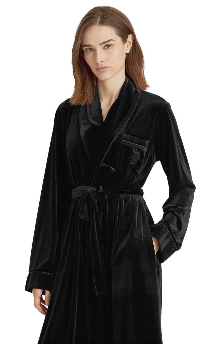Lauren Ralph Lauren Shawl Collar Long Velvet Robe, Alternate, color, 