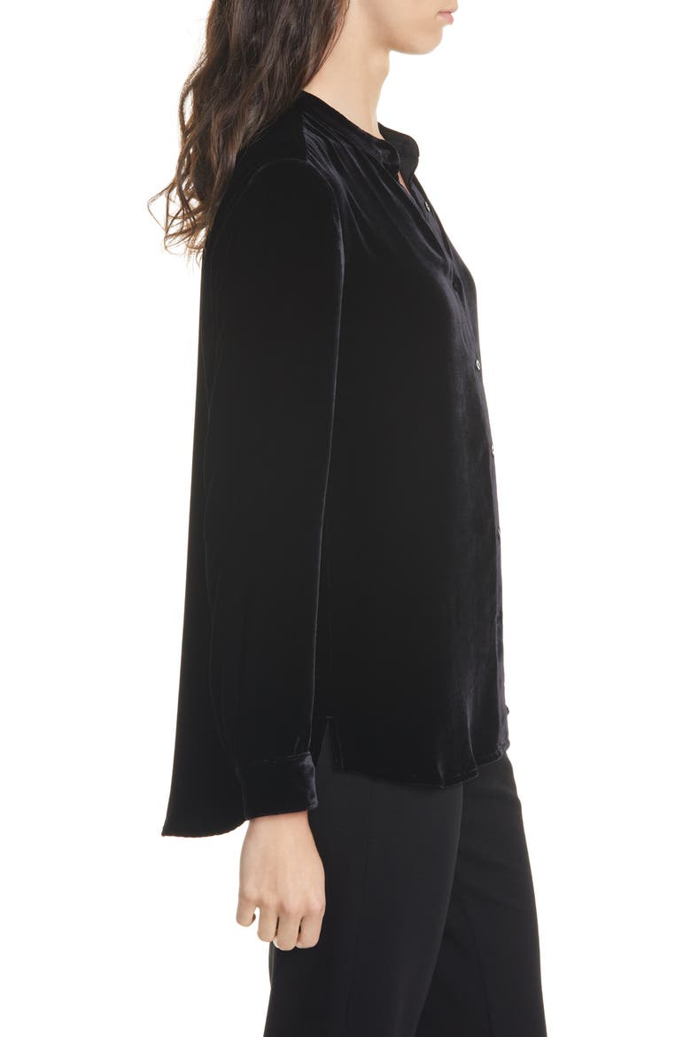 Long Velvet Shirt, Alternate, color, BLACK