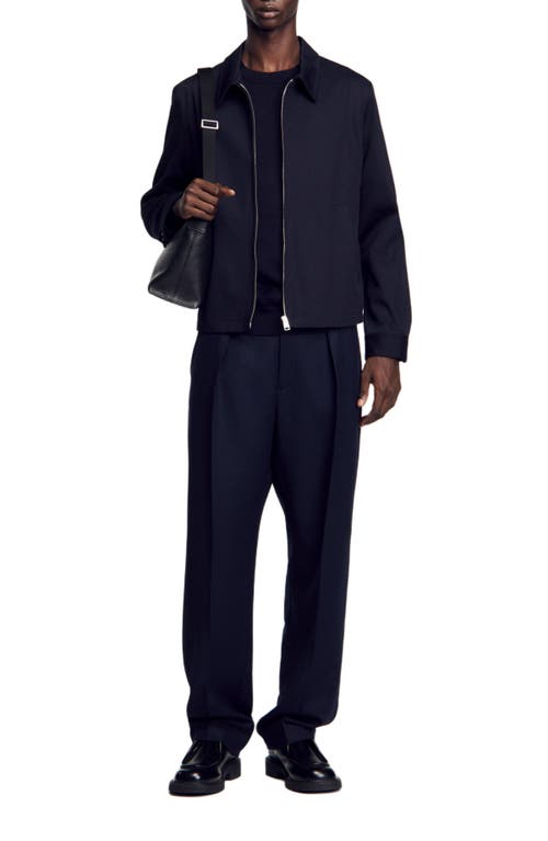 Sandro Cotton Jacket In Navy Blue