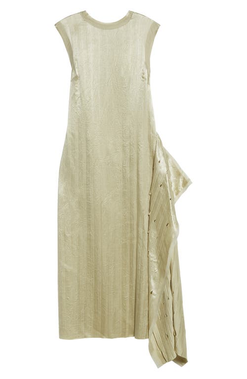 Jason Wu Collection Stripe Sleeveless Crinkled Satin Shift Dress In Pistachio