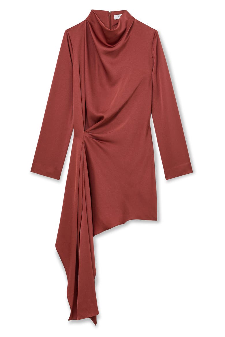 Bethany Cowl Neck Long Sleeve Minidress, Alternate, color, RUST ORANGE
