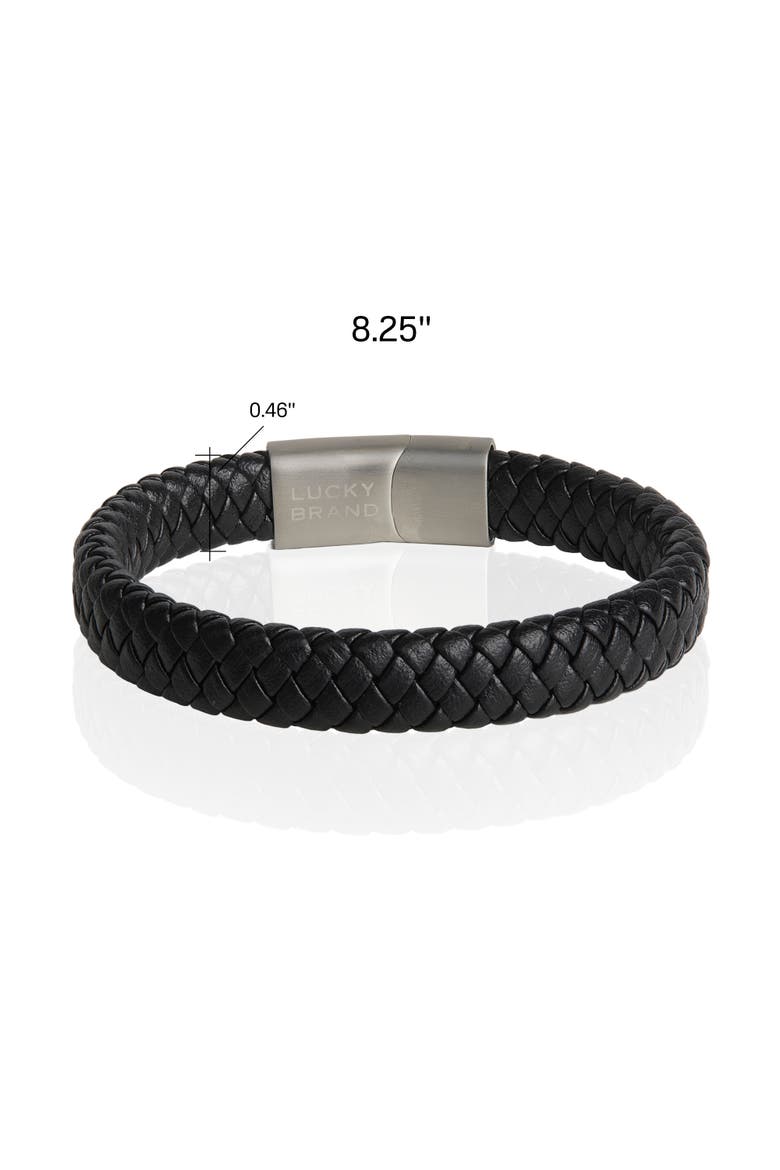 Wide Woven Microfiber Leather Bracelet for Men, 8.25", Alternate, color, Black