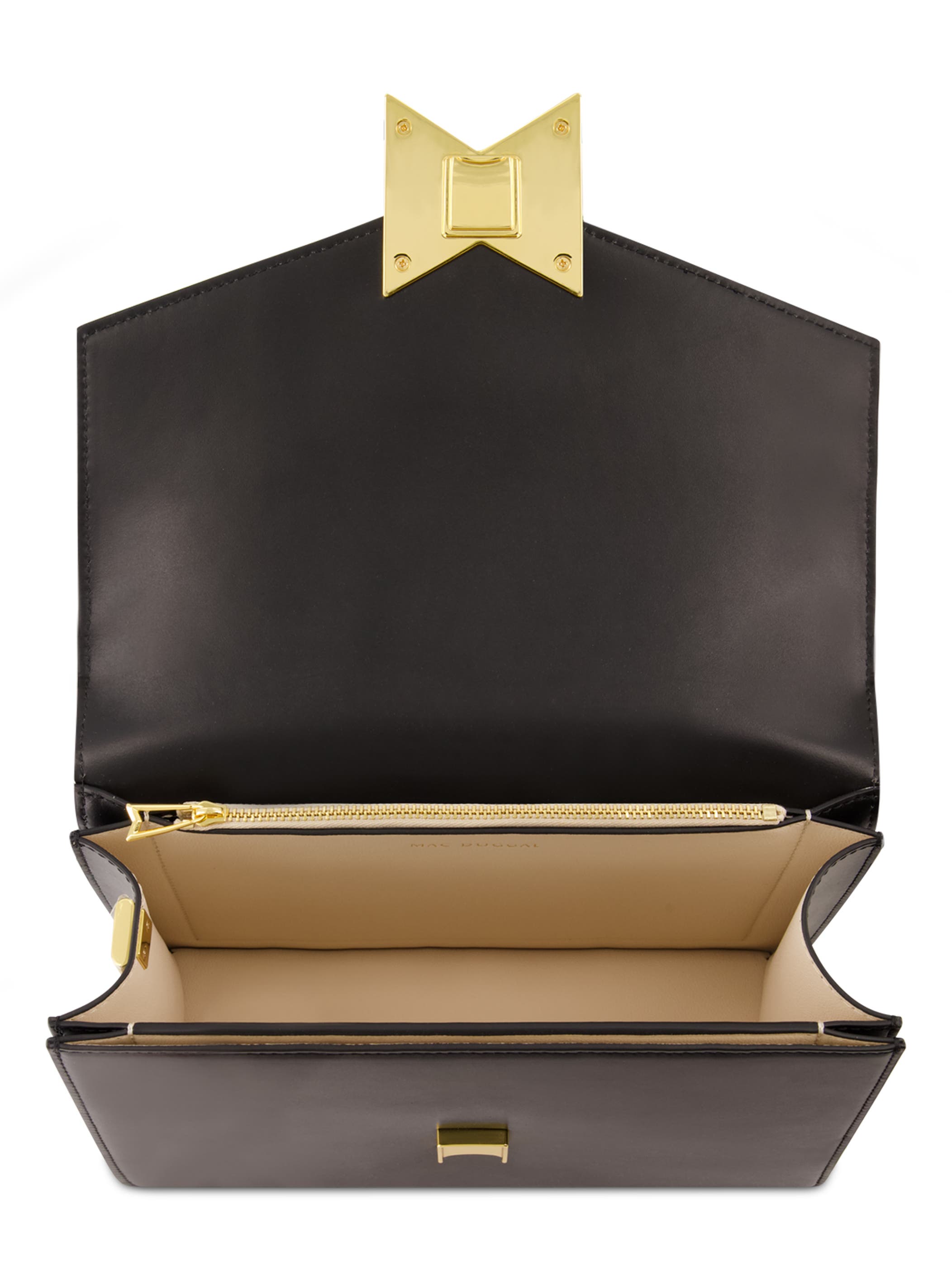 Mac Duggal Classic Leather Medium Size Shoulder Bag, Alternate, color, Black