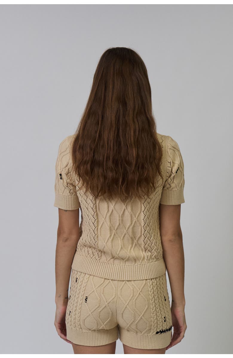 Central Park West Jaden Short Sleeve Cardi, Alternate, color, Tan