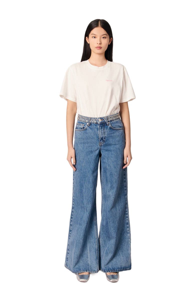 maje Flares jeans with studded waistband, Alternate, color, 