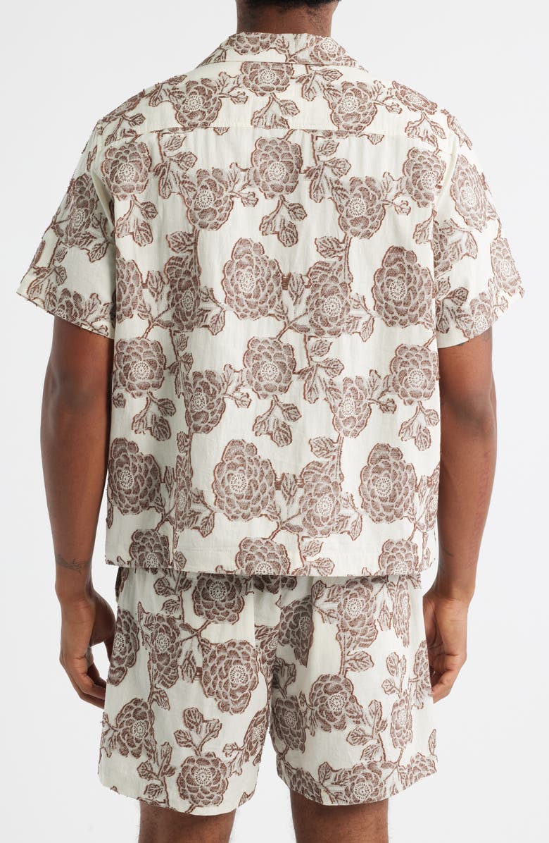 RIZORT Nathan Floral Cotton & Viscose Blend Camp Shirt, Alternate, color, Brown