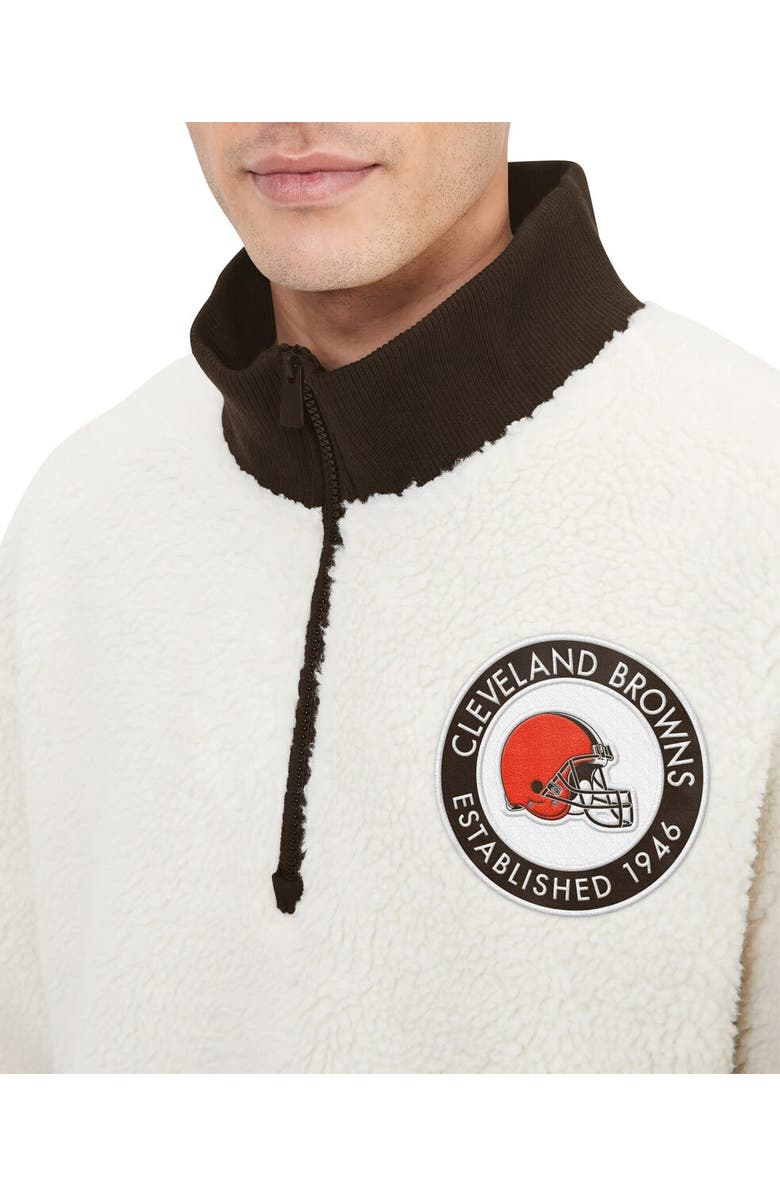 Tommy Hilfiger Men's Tommy Hilfiger Cream Cleveland Browns Jordan Sherpa Quarter-Zip Sweatshirt, Alternate, color, Cream