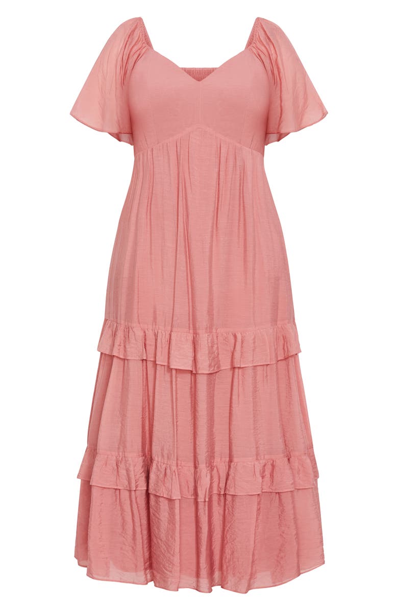City Chic Marci Ruffle Tiered Maxi Dress, Alternate, color, Deep Rose