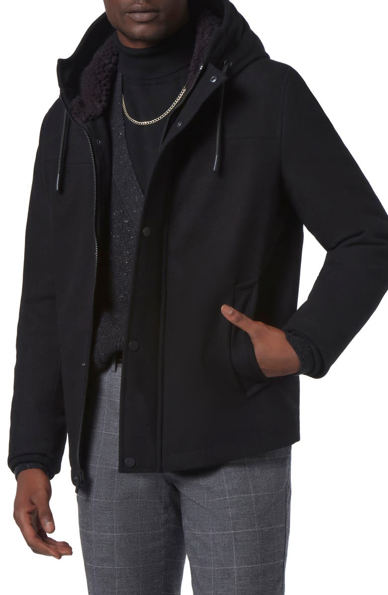 Andrew Marc Palmer Melton Hooded Jacket, Alternate, color, 