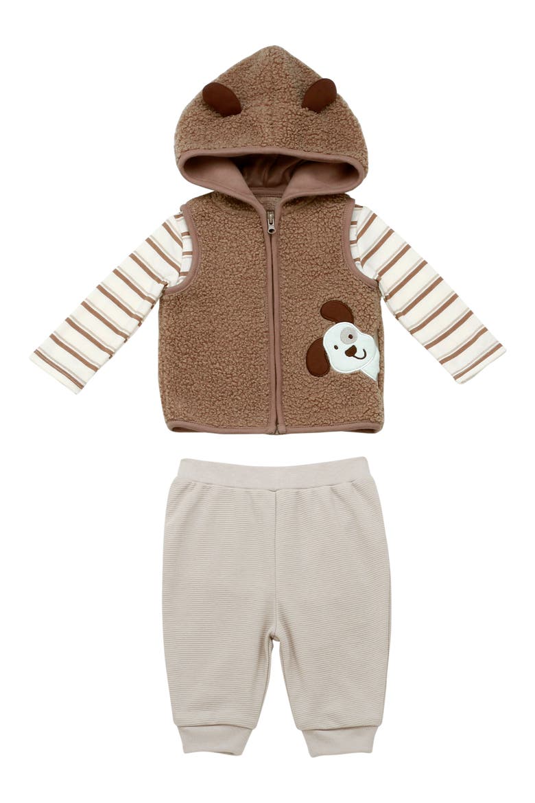 Kids' Puppy Vest, Tee & Pants Set, Main, color, TAUPE