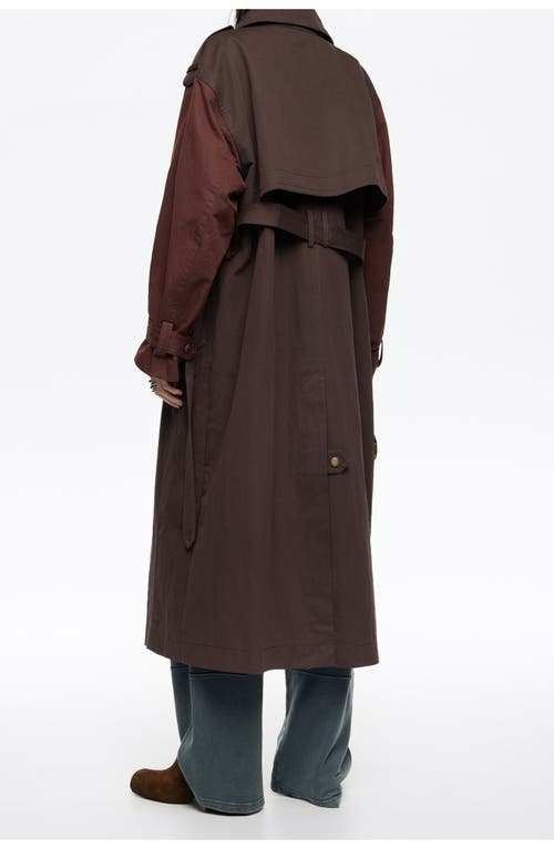 Bimba Y Lola Two-tone Maxi Trench In Brown