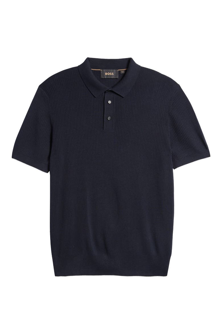 Darco Rib Silk & Cotton Polo, Alternate, color, DARK BLUE