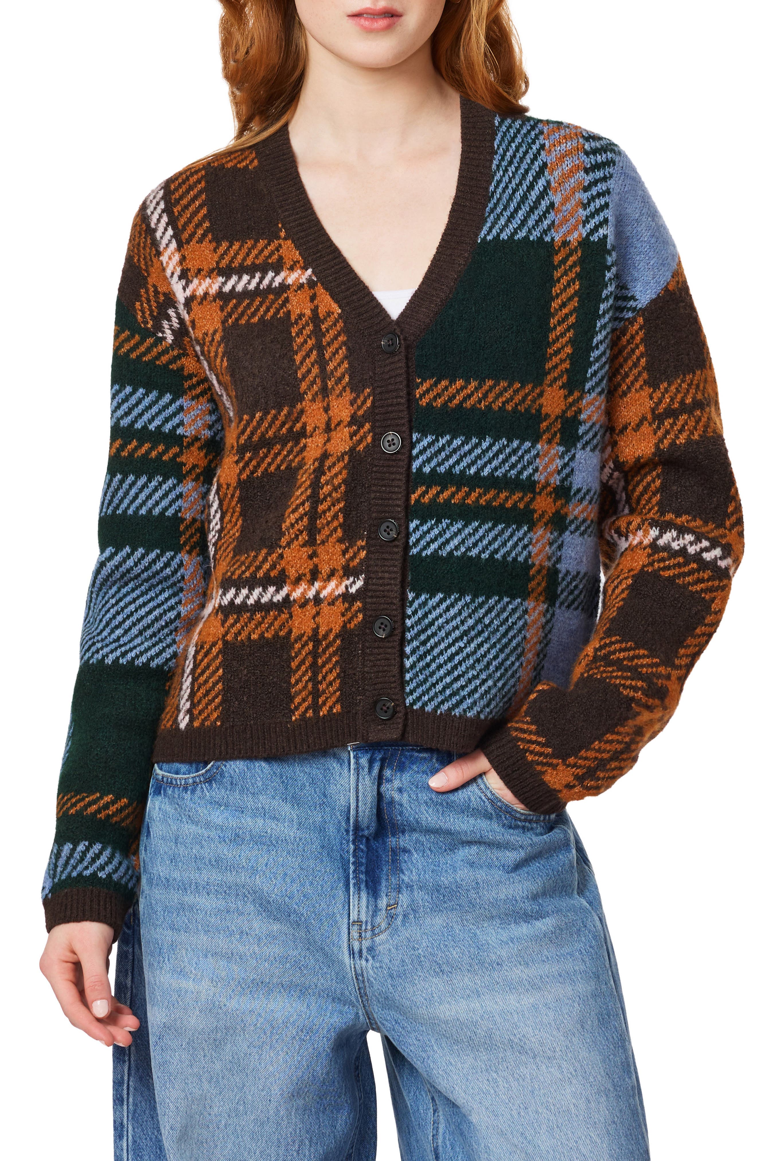 Plaid V-Neck Cardigan
