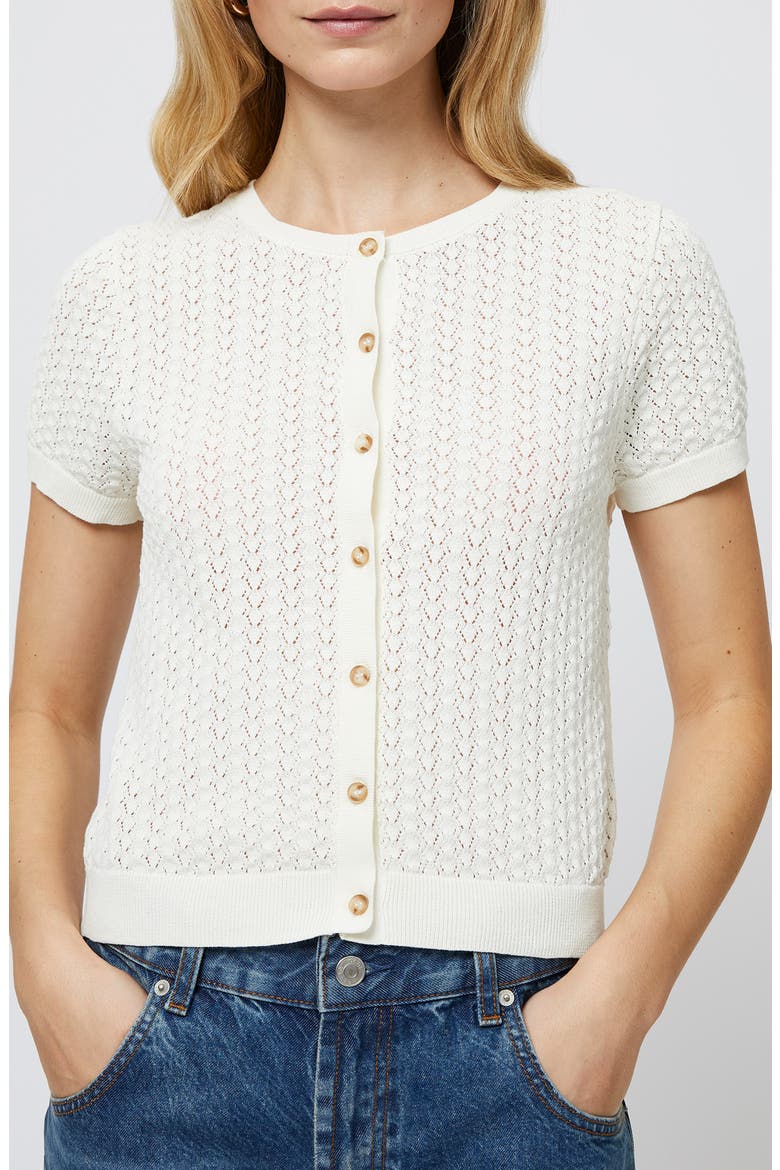 Pointelle Cotton Blend Cardigan, Main, color, CREAM