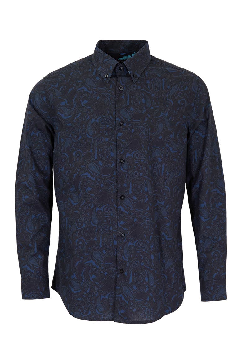 Morris Button-Up Shirt, Main, color, Madrid Paisley Navy
