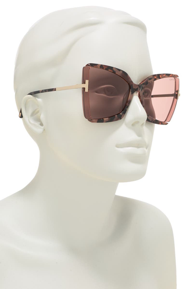 TOM FORD Gia 63mm Cat Eye Sunglasses, Alternate, color, Coloured Havana / Violet