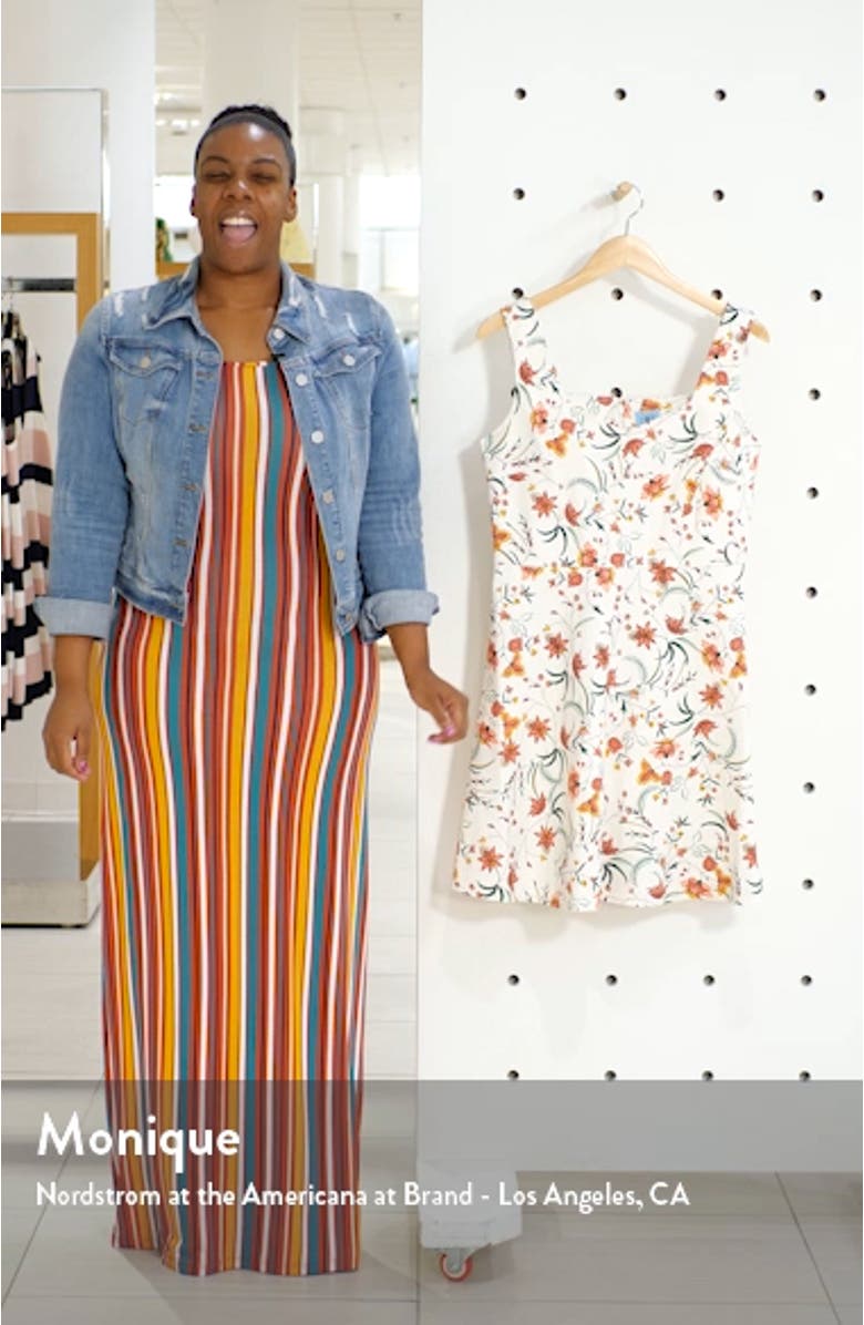 Marrakesh Ink Floral Print Sleeveless Stretch Cotton Dress, sales video thumbnail