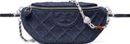 Tory Burch Fleming Quilted Denim Belt Bag